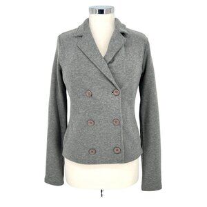 James Perse Brushed Jersey Double Breasted Blazer Gray Size Medium 2